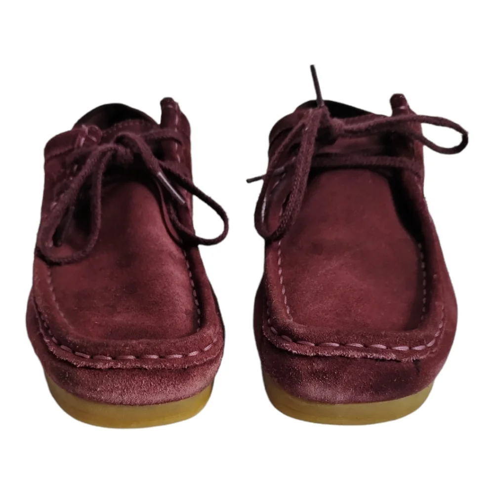 Clarks Originals Wallabee Low Burgundy Suede Moc Toe Shoes